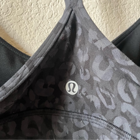 Lululemon Flow Y Nulu Racerback Black Leopard Camo Athleisure Gym Sports Bra 14 - Picture 6 of 7